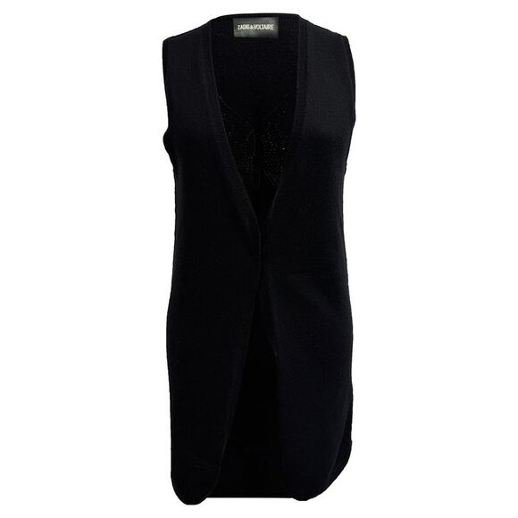 Zadig & Voltaire Open Vest in Black Cashmere